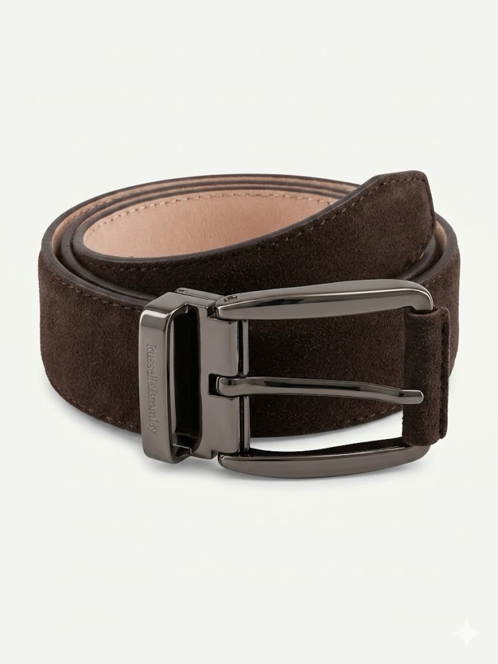 Russell & Bromley Brown Suede Burlington Belt Silver Hardware size 40